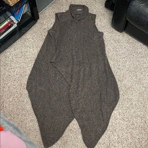 Sarah pacini Brown Sleeveless Knit asymmetrical Cardigan/vest - like new